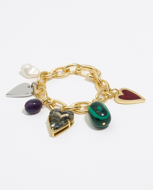Imagem 0 de Pulseira de Corrente Corações Dourada