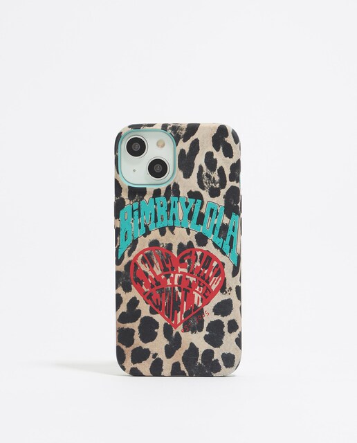 Imagem 0 de Funda para Telemóvel Iphone 13 de Silicone Leopardo Coração