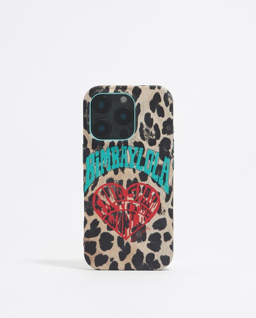 Imagem 0 de Funda para Telemóvel Iphone 15 Pro de Silicone Leopardo Coração