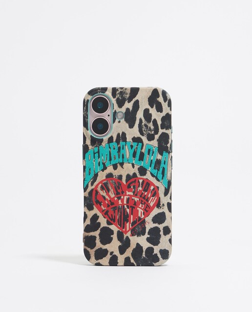 Imagem 0 de Capa para Telemóvel Iphone 16 de Silicone Leopardo Coração