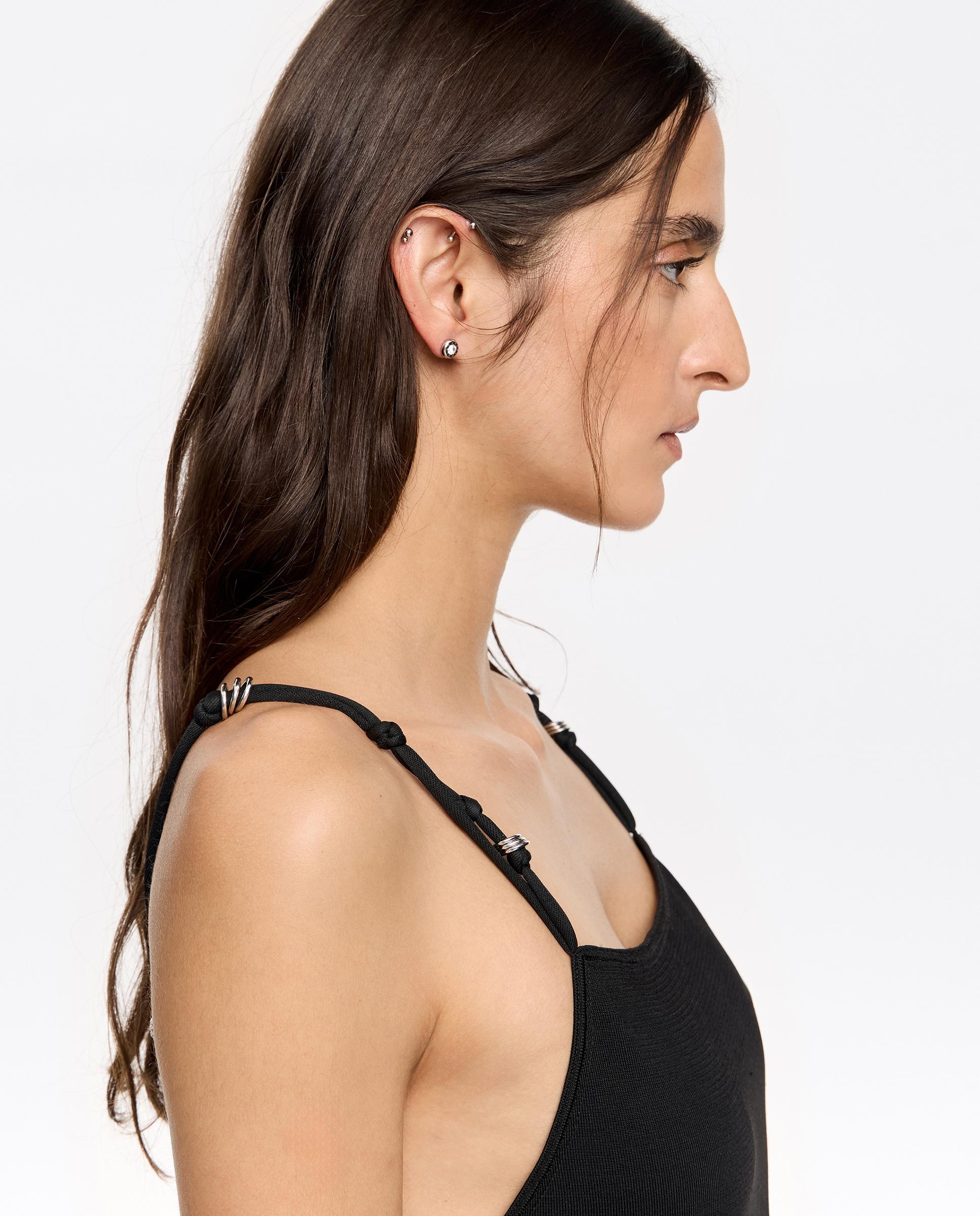 Brincos com Logo e Cristal Prateados Prateado-2