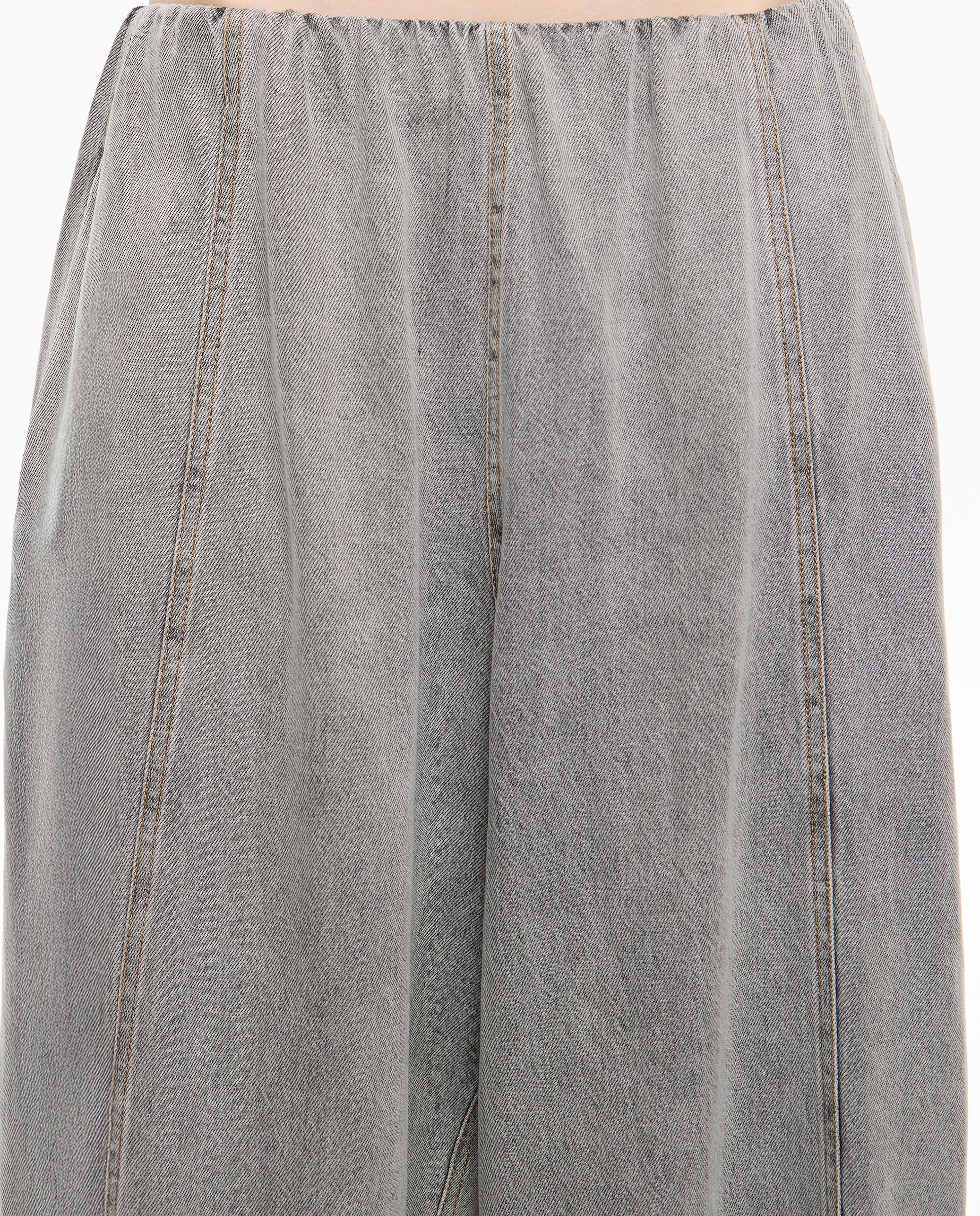 Calças Largas Denim Fluidas Cinzento-4