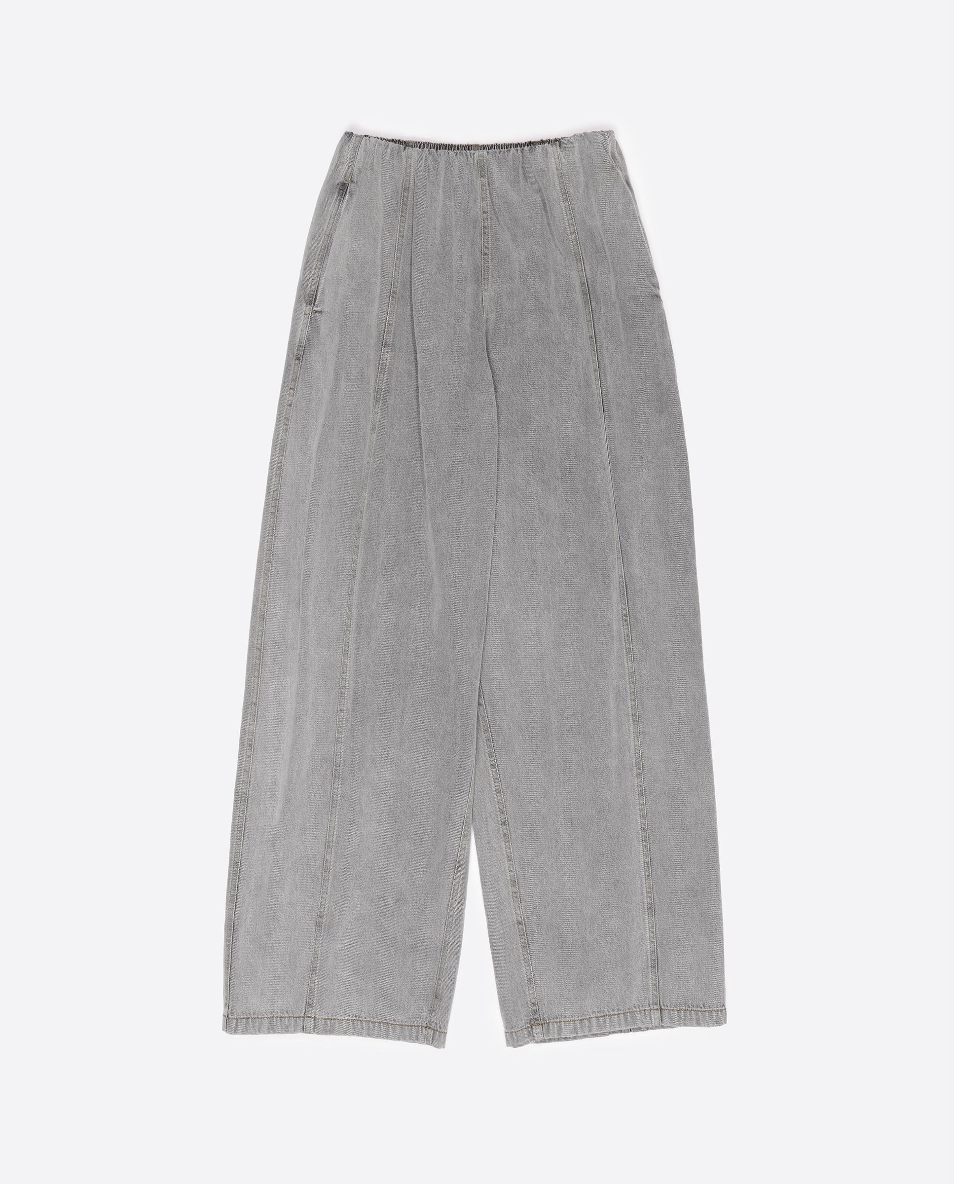 Calças Largas Denim Fluidas Cinzento-5