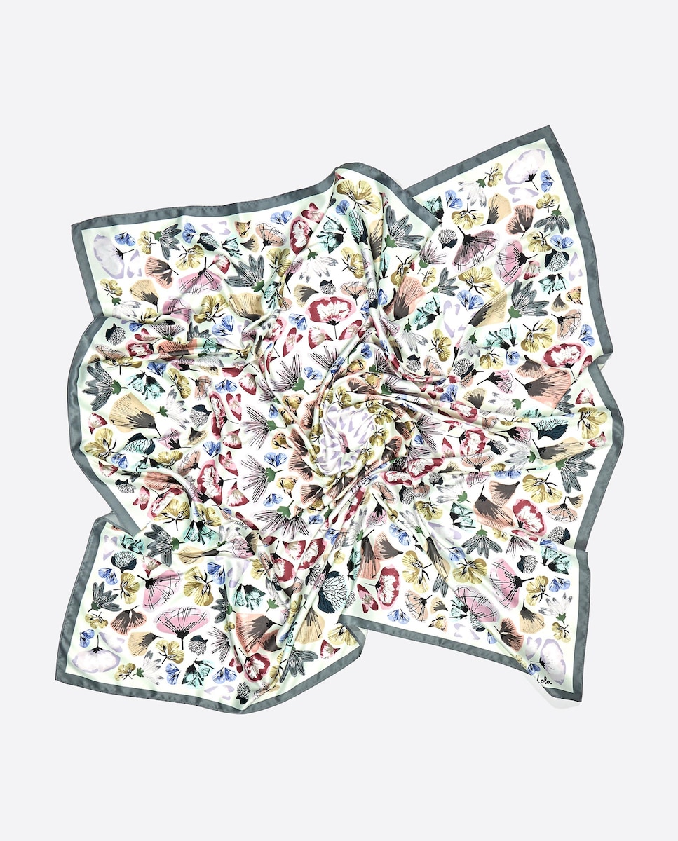 Écharpe Flores Caleidoscópio em Cores Pastel Multicolor-3