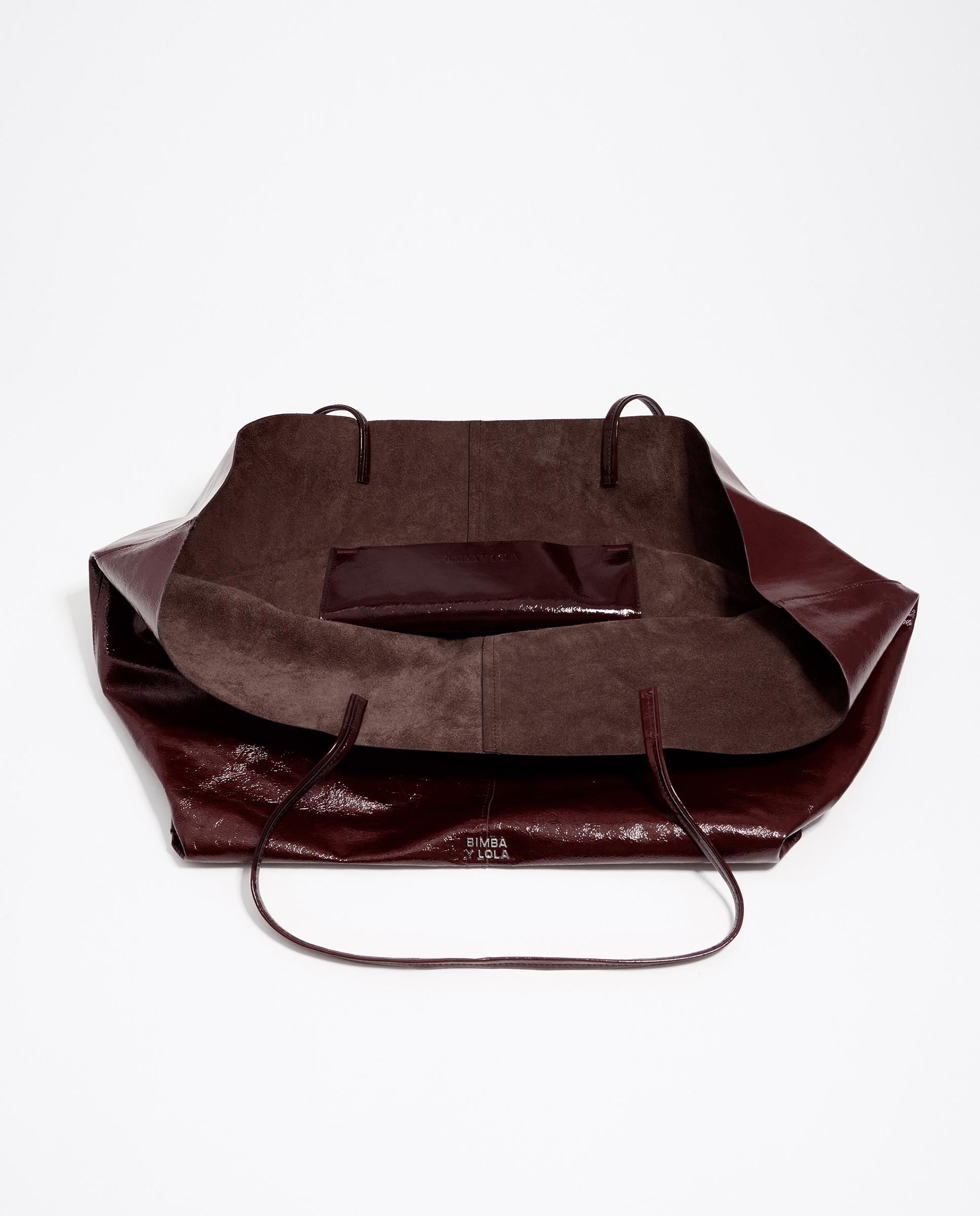 Mala de Ombro Shopper Maxi Pele Castanho-escuro-2