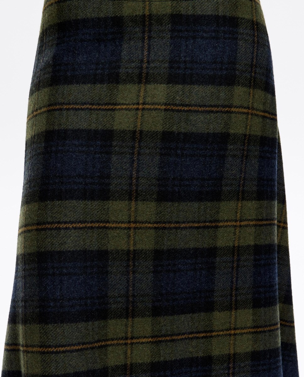 Saia Linha a em Lã Aos Quadrados Caqui-4