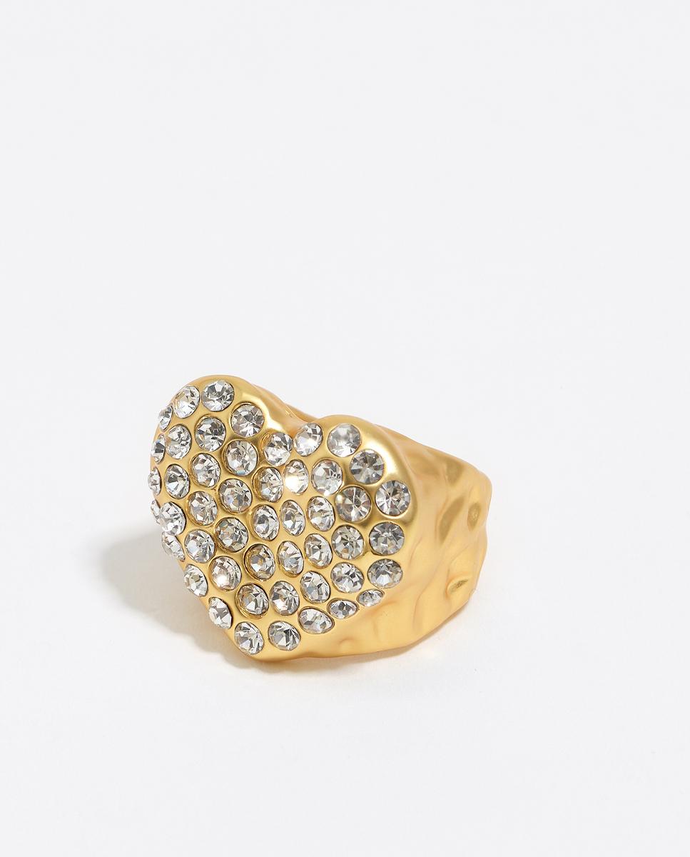 Imagem 0 de Anel com Pedras de Coração com Textura