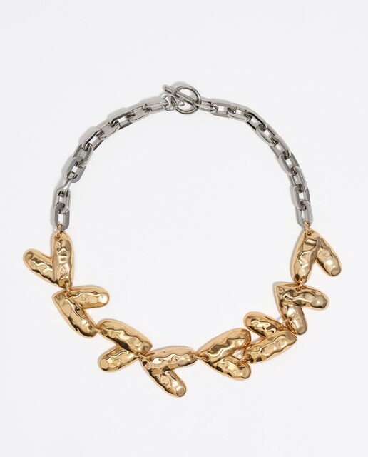 Imagem 0 de Colar de Corações com Textura Bicolor