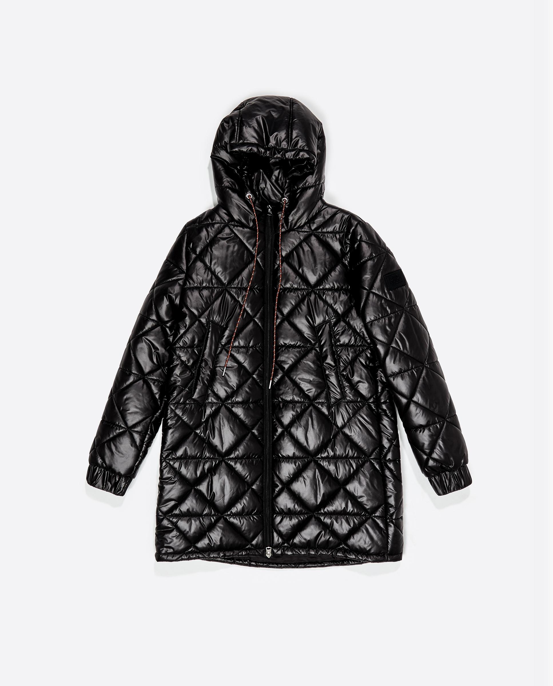 Blusão Acolchoado com Capuz em Corte a Direito Preto-6