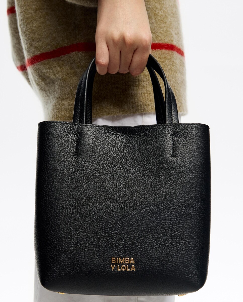 Mala de Mão em Pele Lisa Preto-2