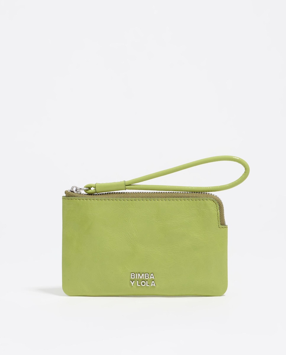 Porta-moedas em Pele com Fecho Zip Verde-1