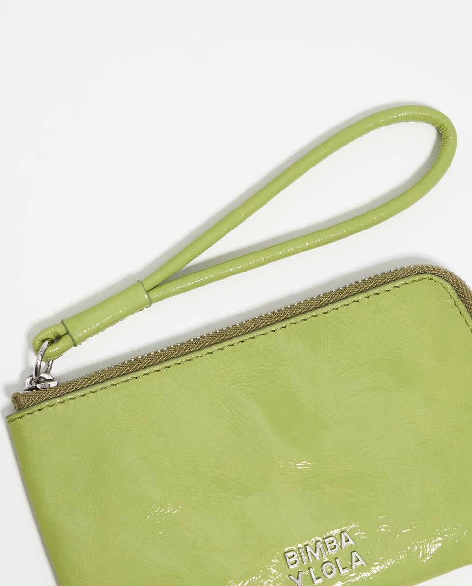 Porta-moedas em Pele com Fecho Zip Verde-2