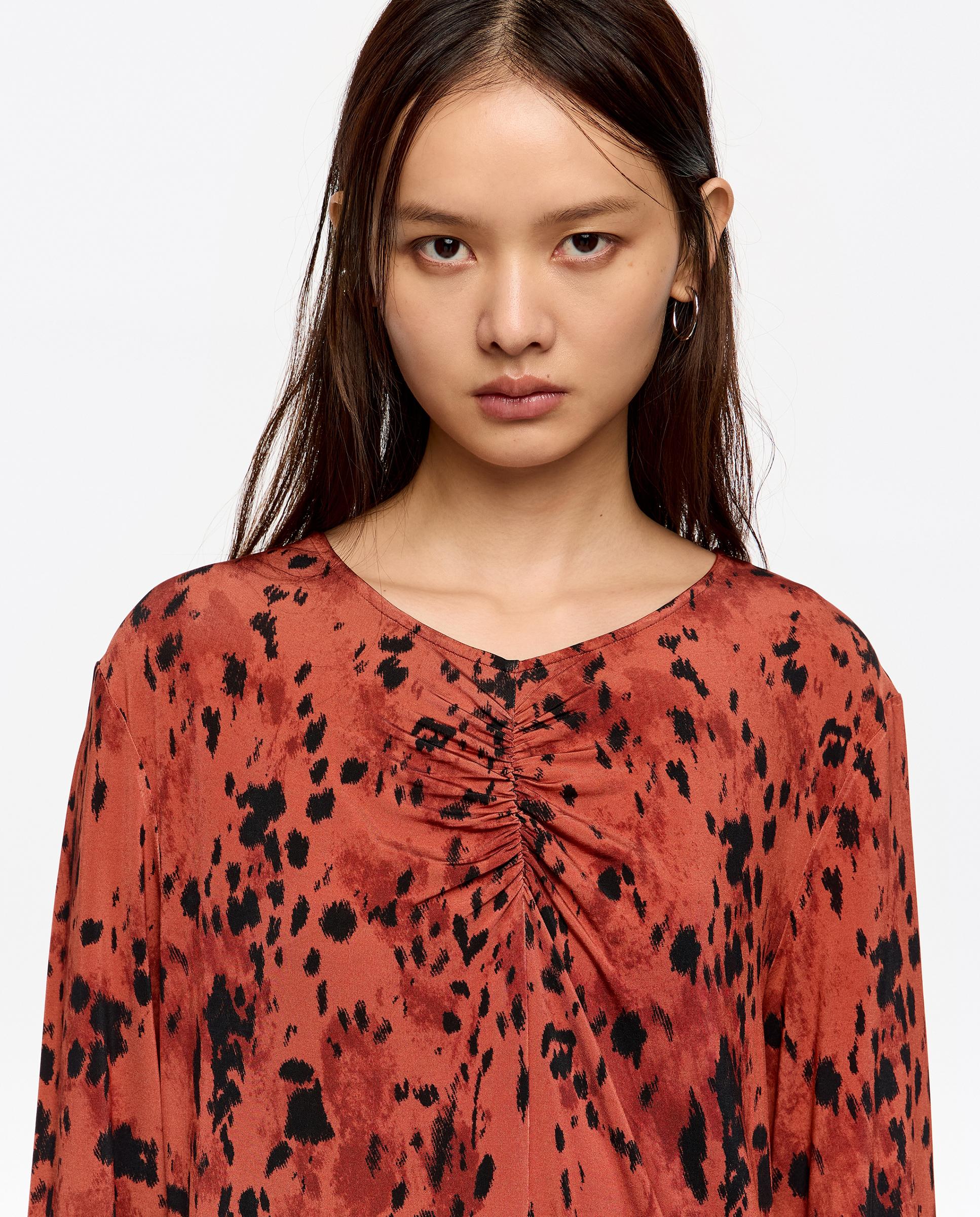 Vestido com Decote Franzido Lynx Castanho-4