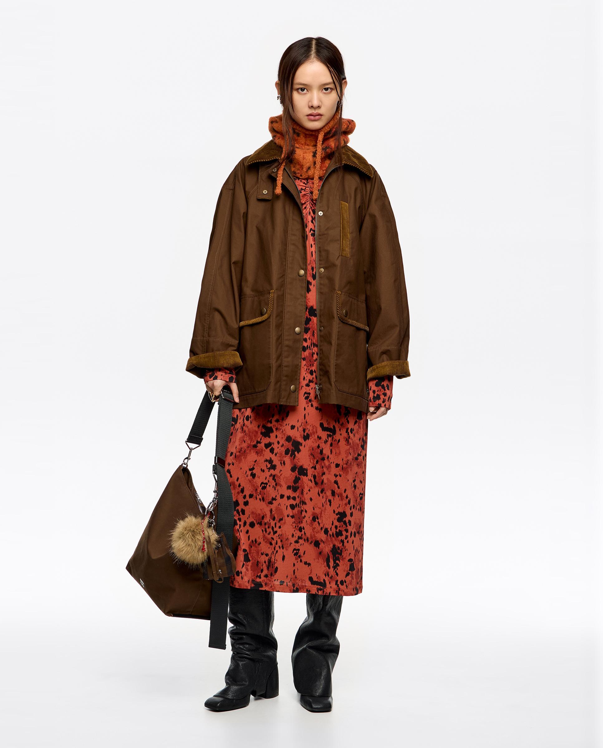 Vestido com Decote Franzido Lynx Castanho-6