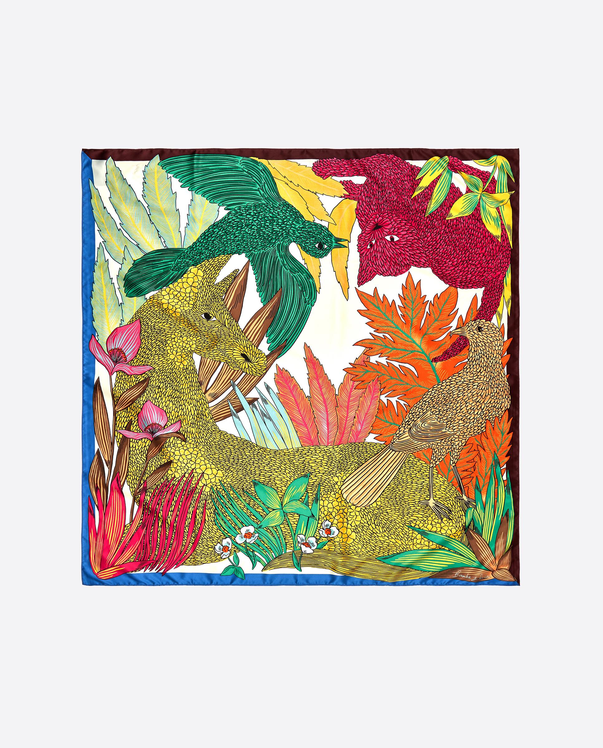 Imagem 0 de Écharpe Animais e Plantas Tropicais em Amarelo