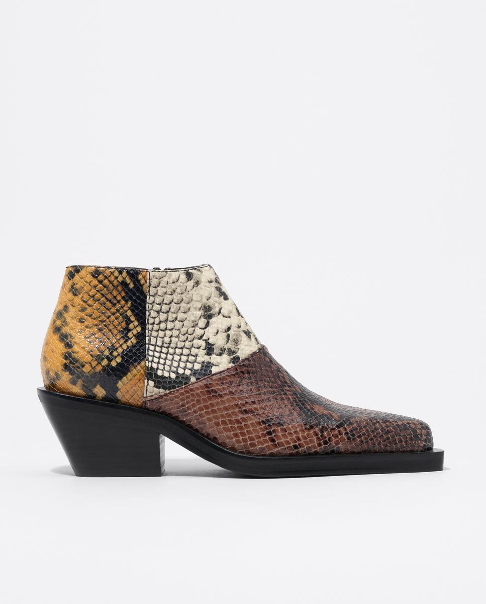 Botins Campestres em Pele Patchwork Multicolor-1