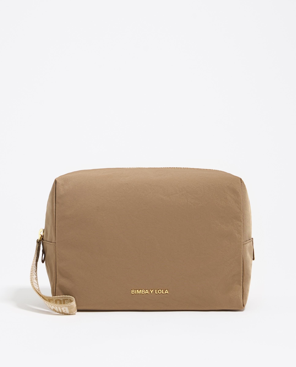 Necessaire de Nylon com Fecho Zip Castanho-1