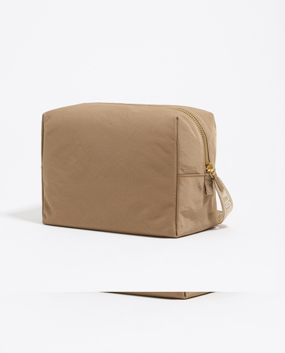 Necessaire de Nylon com Fecho Zip Castanho-4