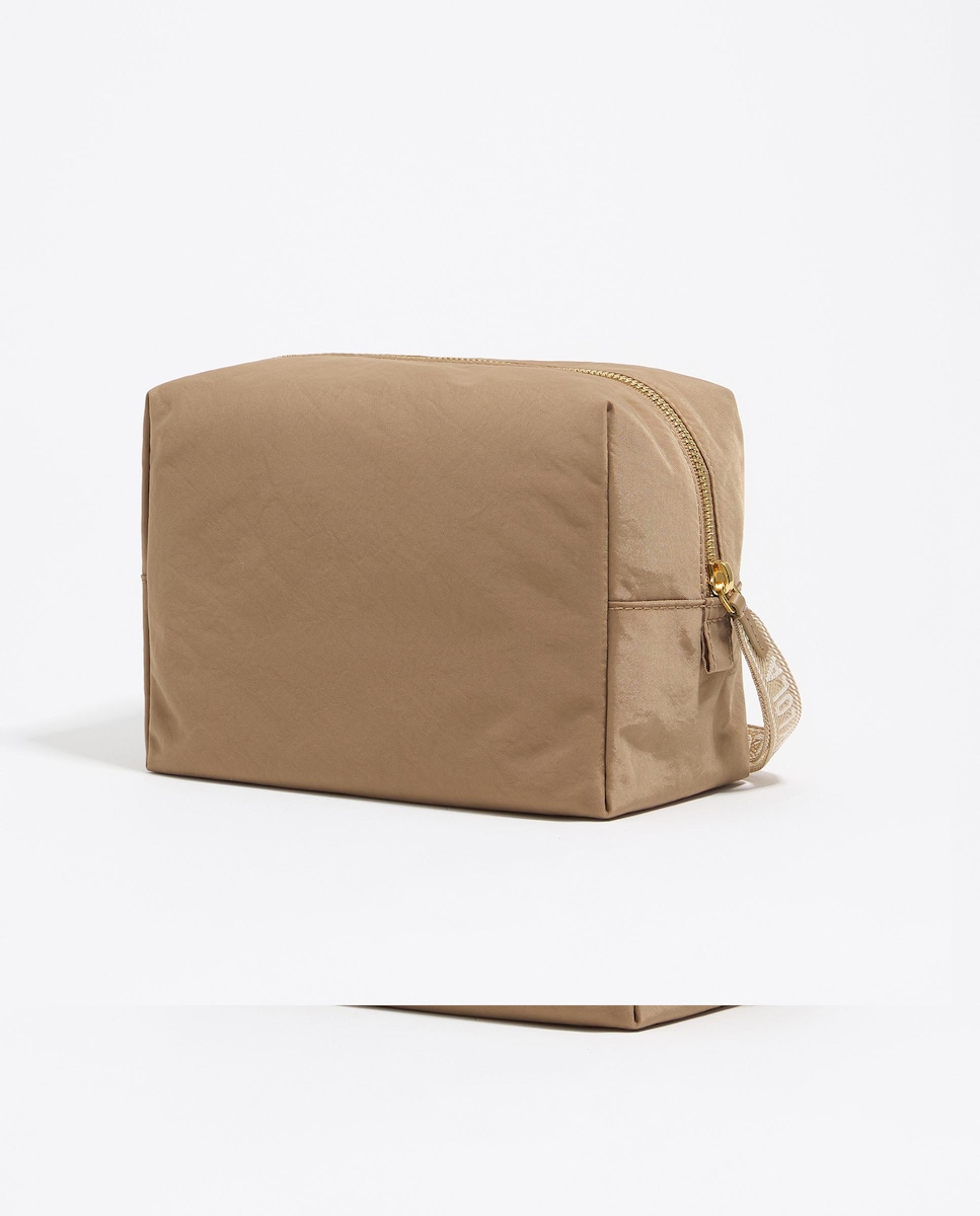 Necessaire de Nylon com Fecho Zip Castanho-4
