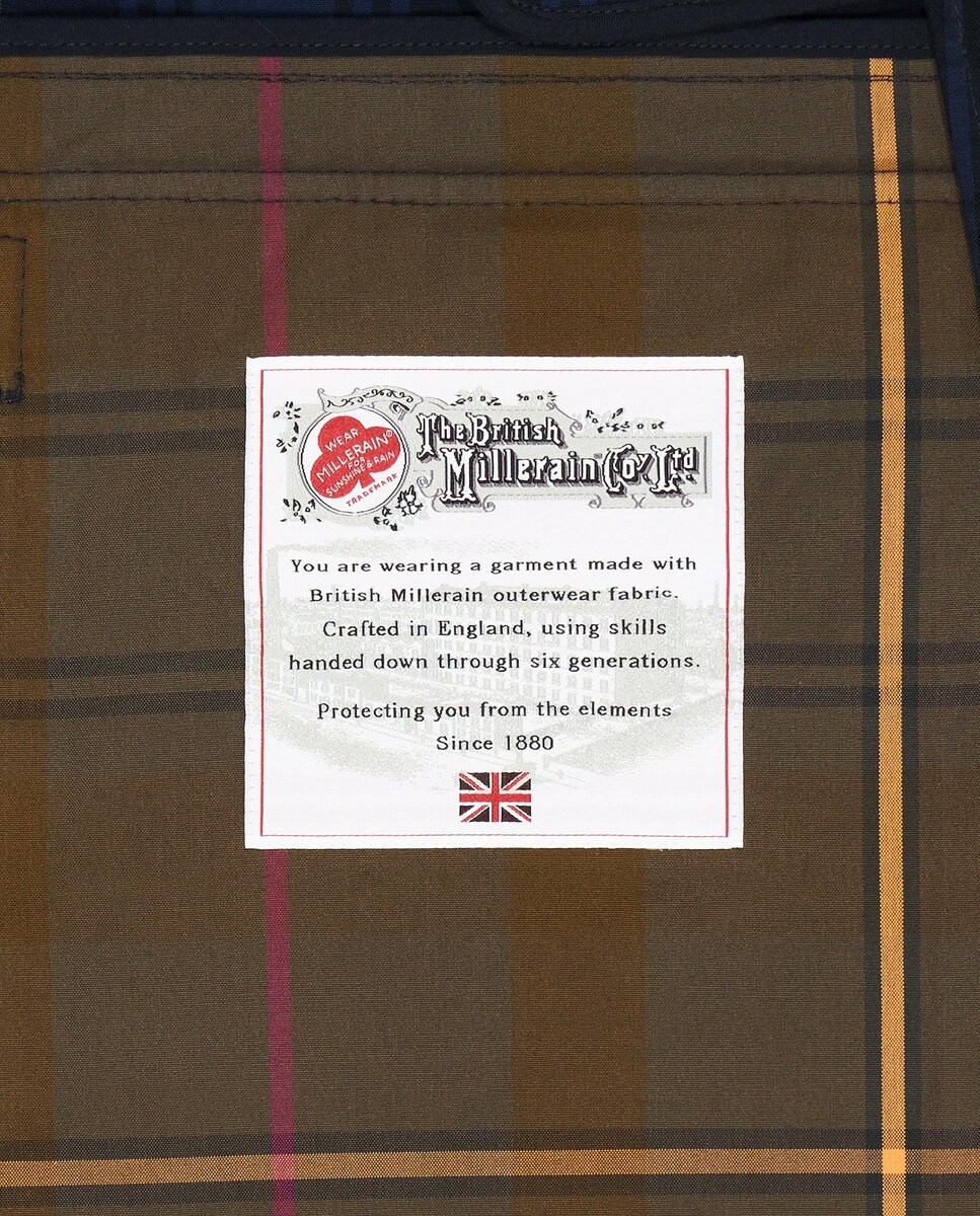 Gabardina Curta de Gola Subida Aos Quadrados Azul-marinho-7