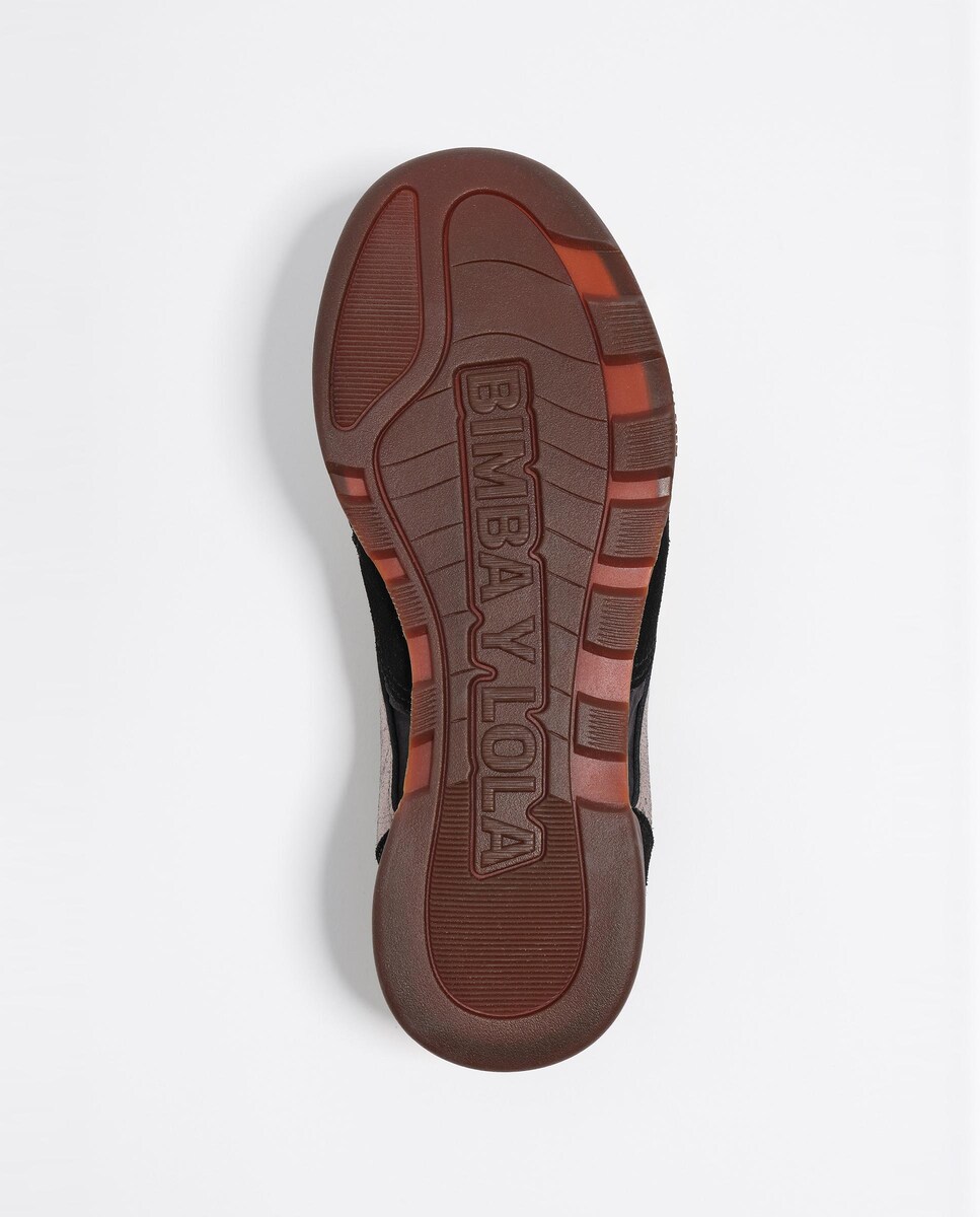 Sapatilhas Desportivas de Pele com Logo Print em Contraste Preto-6