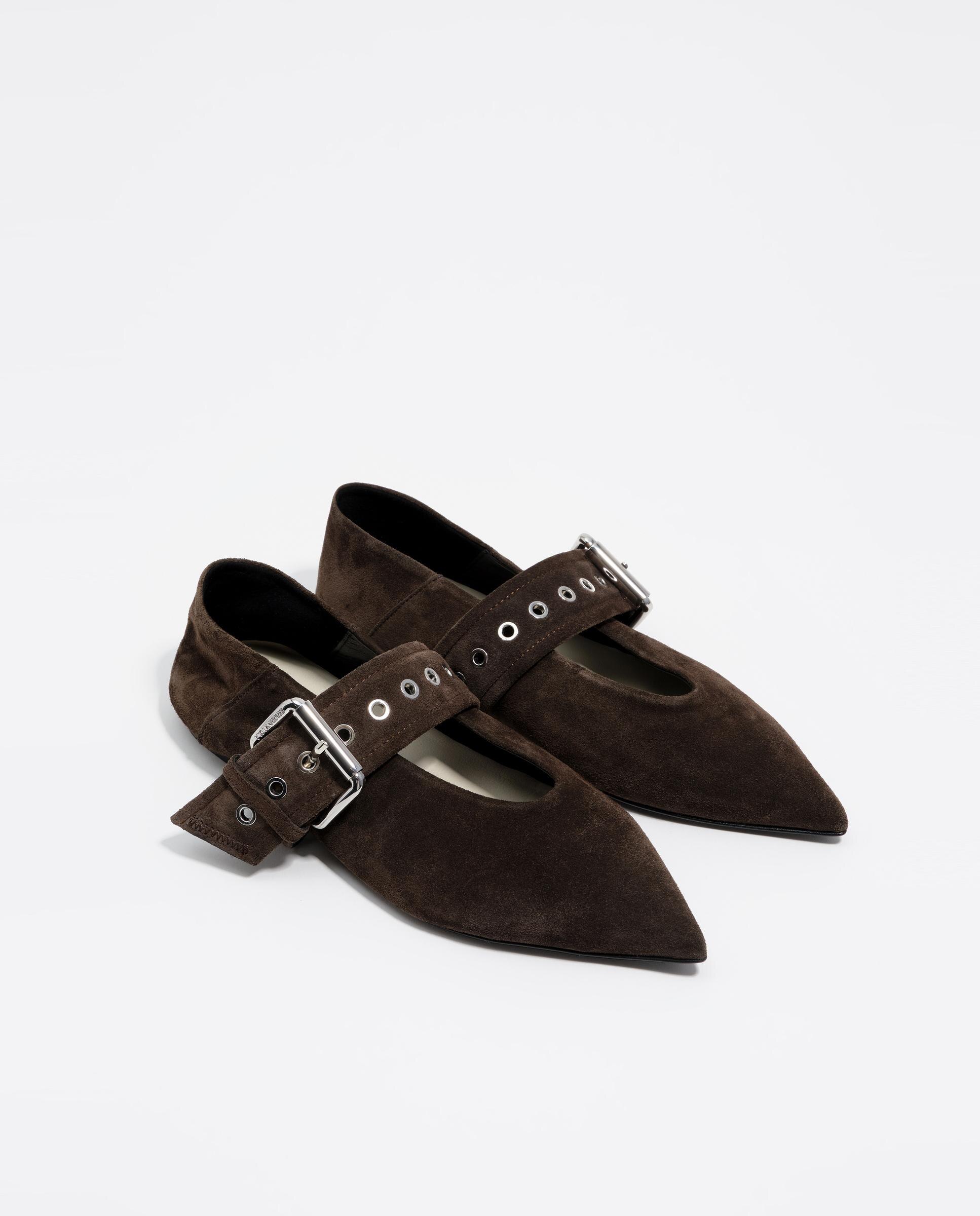 Bailarinas de Camurça com Fivela Castanho-escuro-2