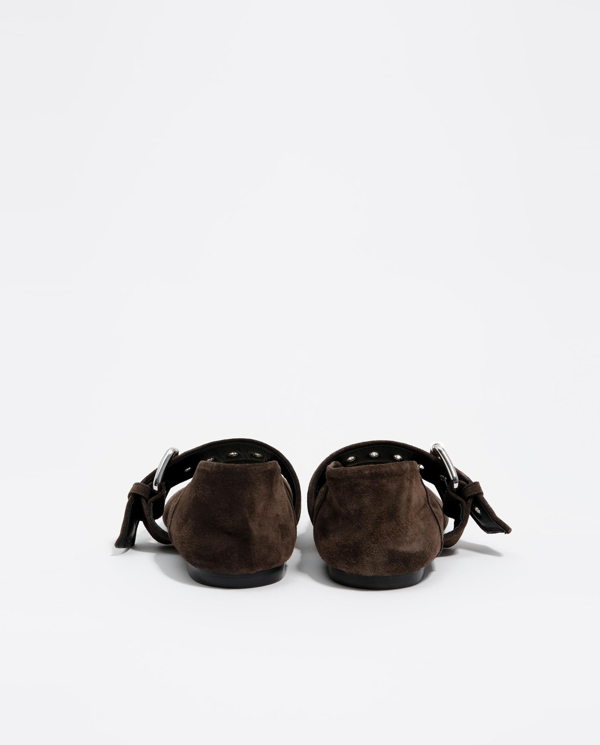 Bailarinas de Camurça com Fivela Castanho-escuro-3