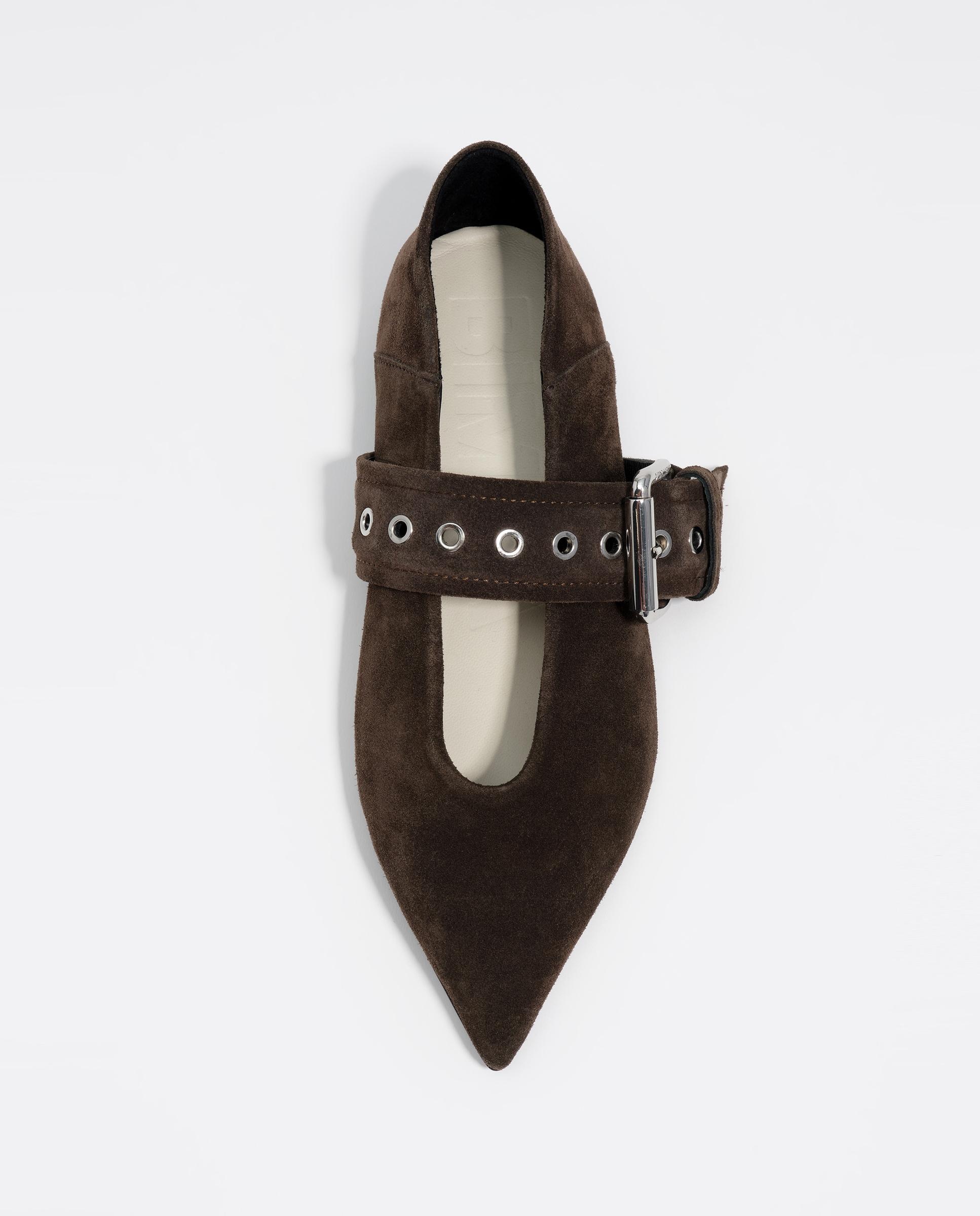 Bailarinas de Camurça com Fivela Castanho-escuro-4