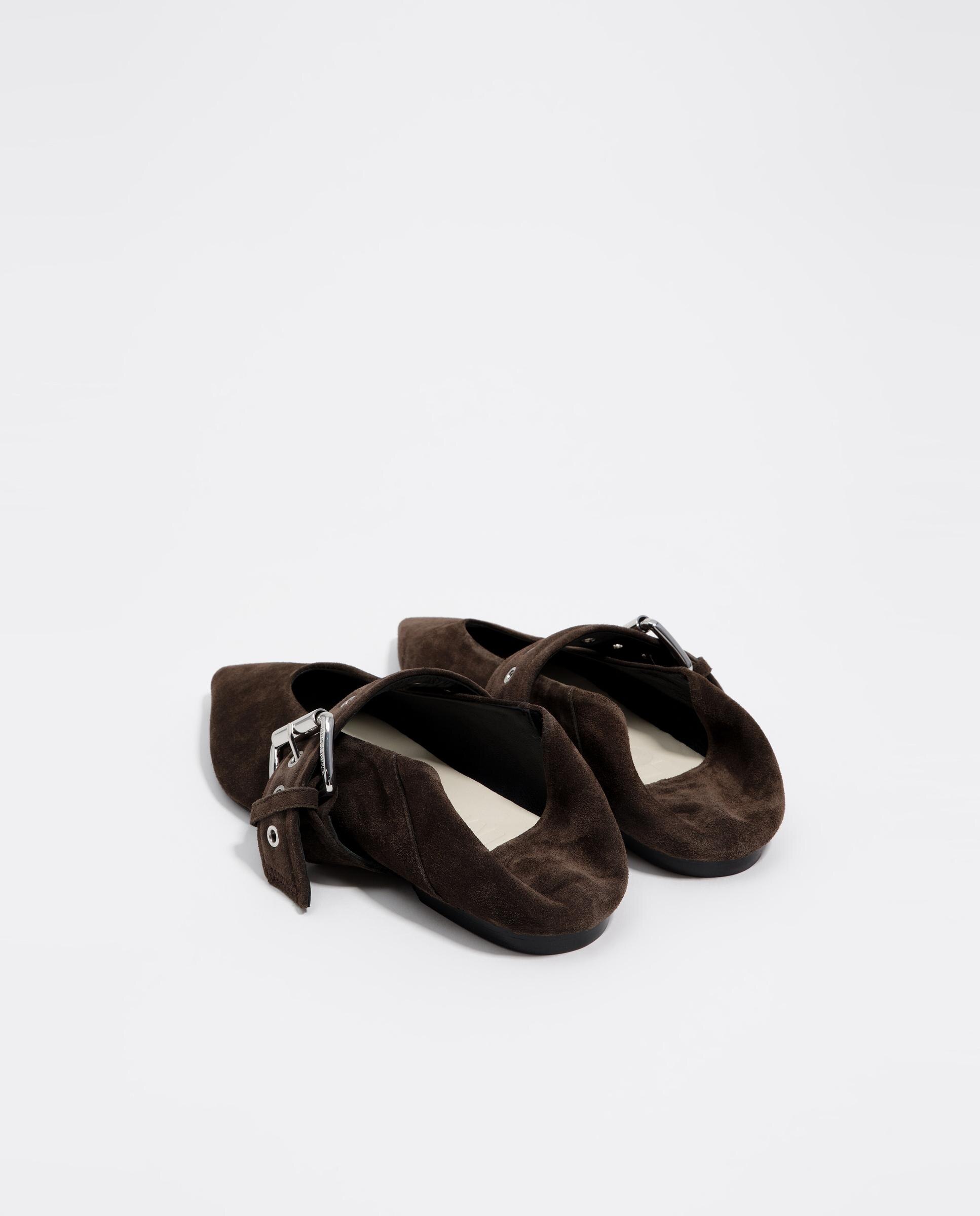 Bailarinas de Camurça com Fivela Castanho-escuro-6