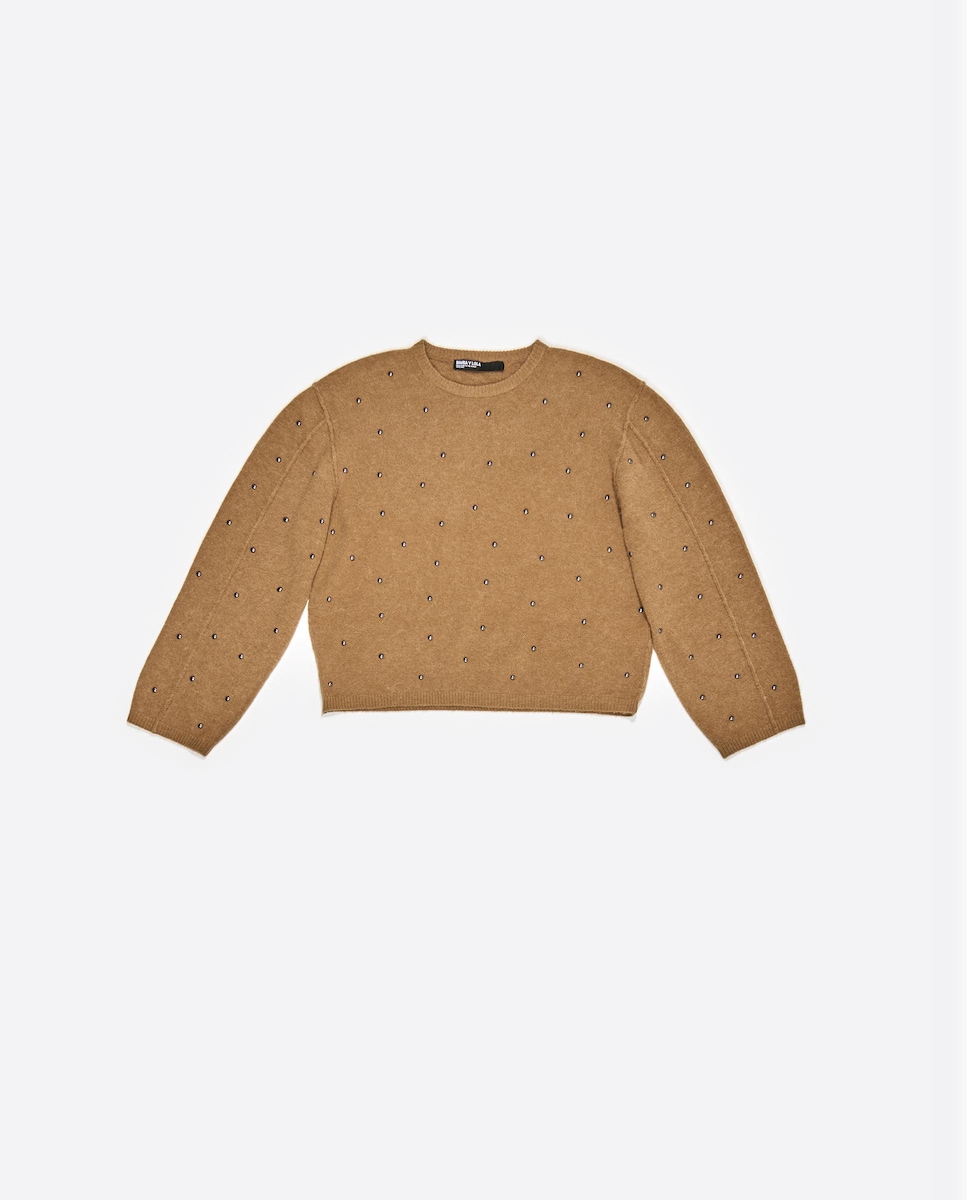 Camisola Boxy com Rebites Camel-6
