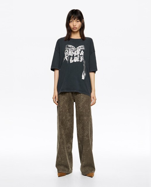 Imagem 0 de Calças com Corte a Direito Wide Leg de Cintura Alta