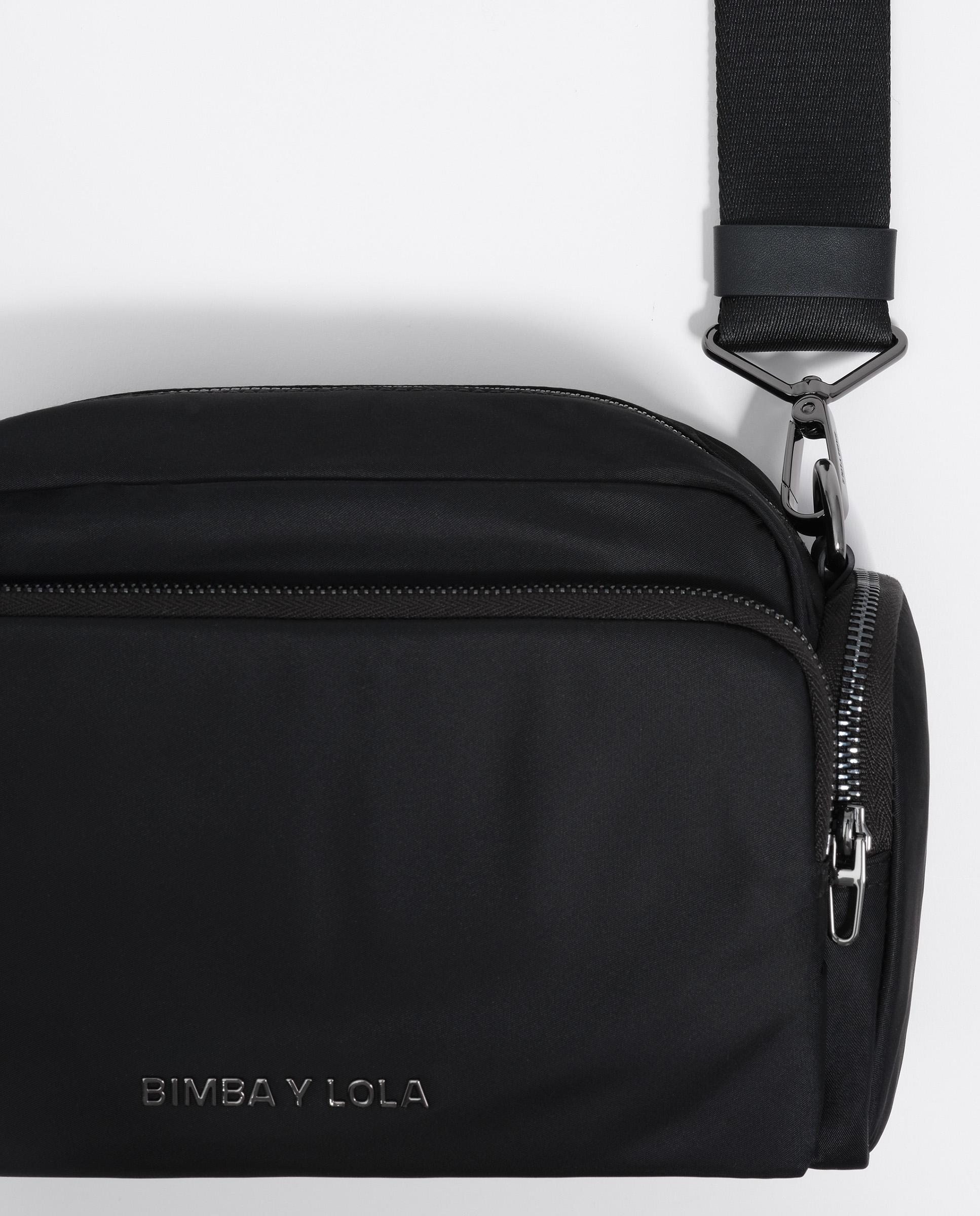 Mala a Tiracolo Pocket Nylon Fecho Zip Preto-2