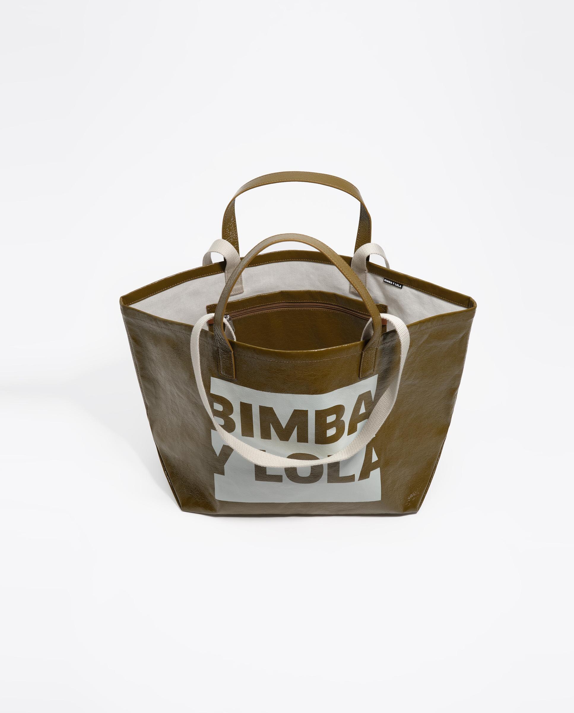 Mala de Ombro Nylon com Logo Caqui-4