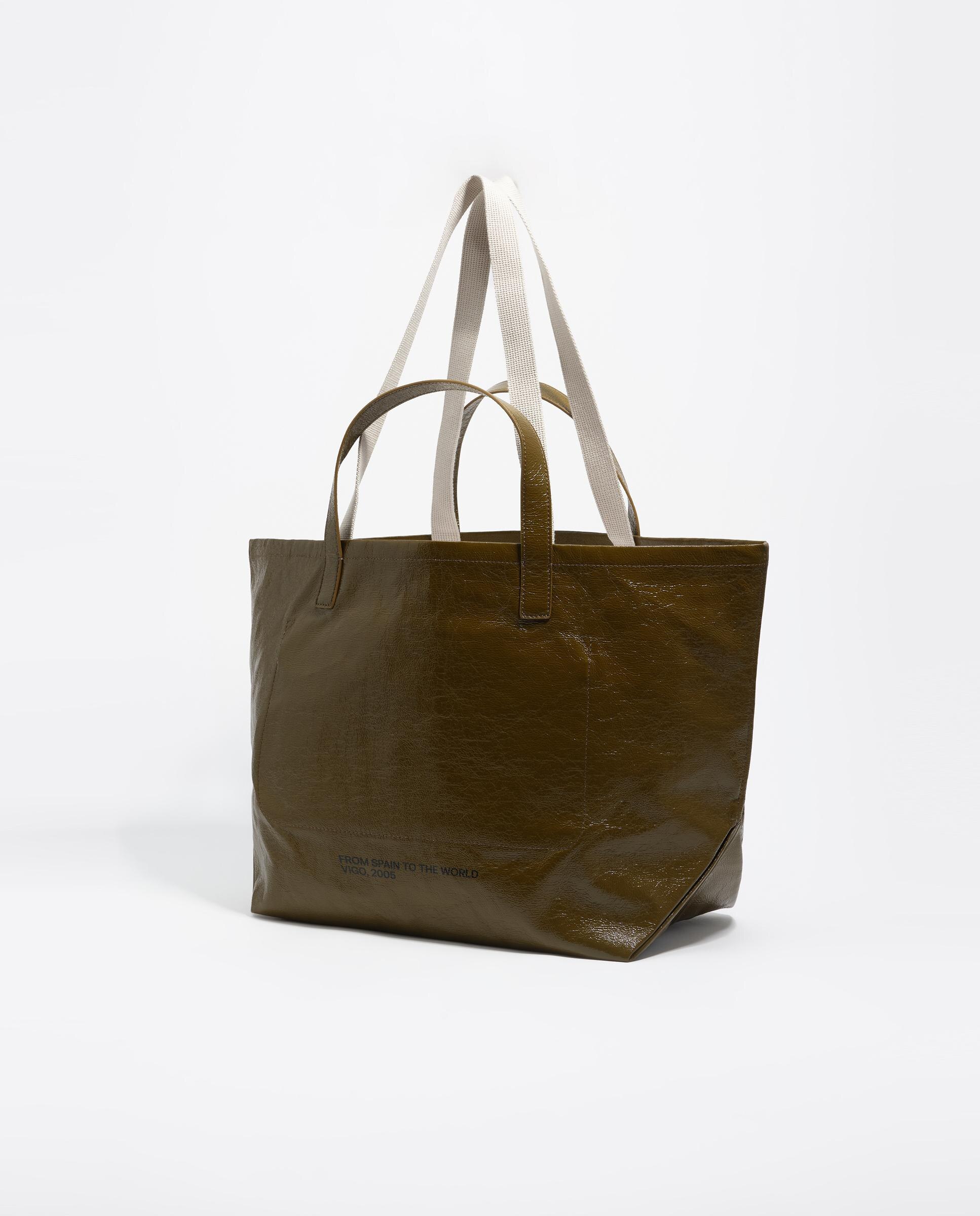 Mala de Ombro Nylon com Logo Caqui-5