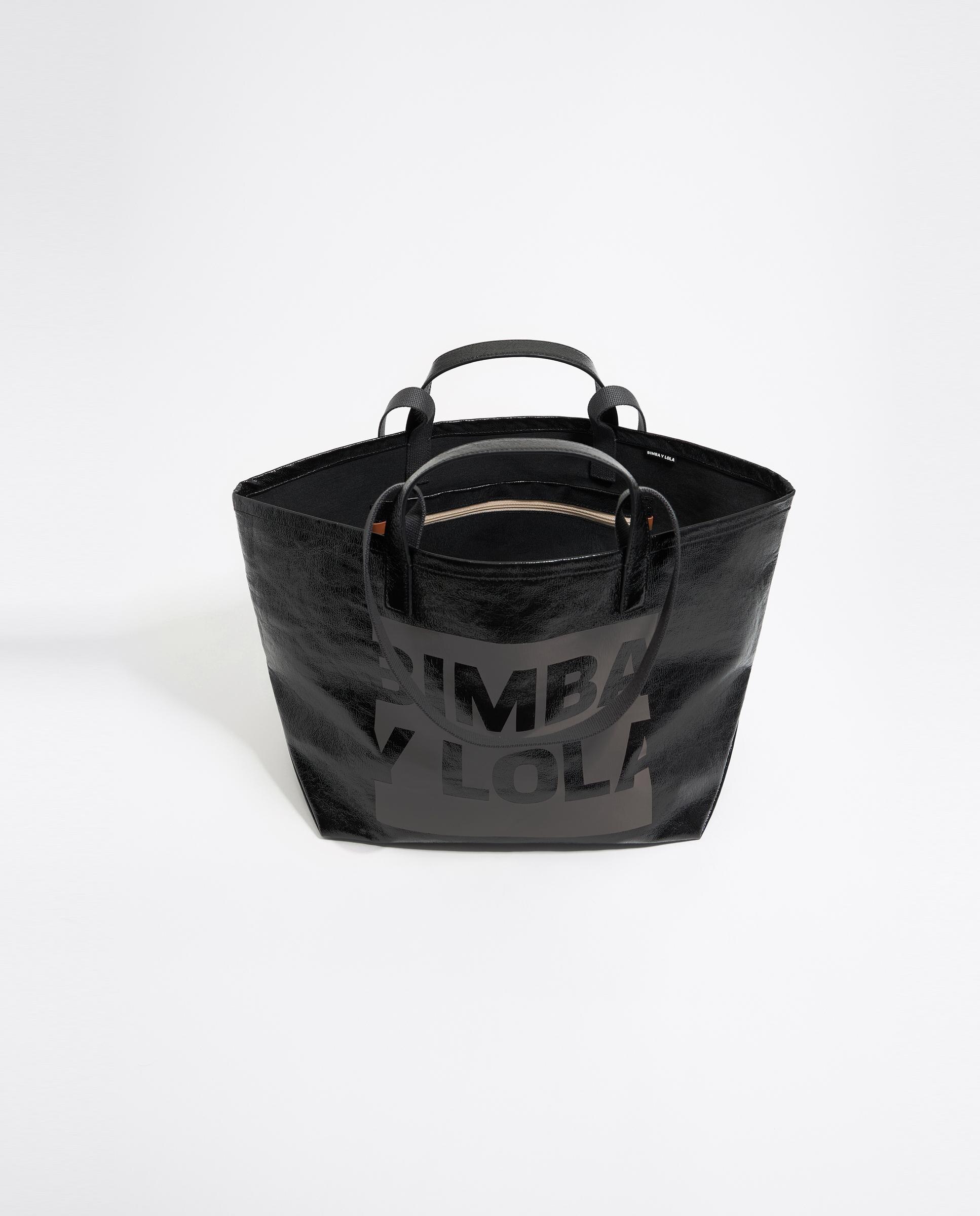 Mala de Ombro Nylon com Logo Preto-4
