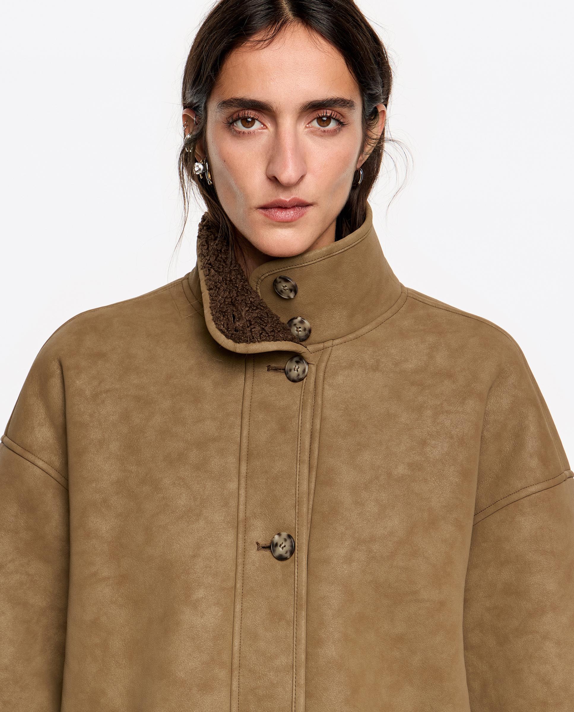 Sobretudo de Pano Comprido Pelo Interior Verde-4