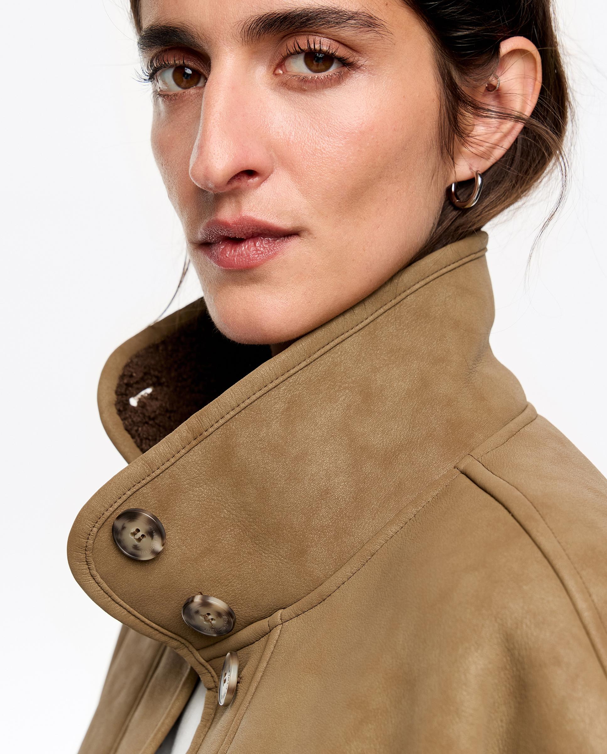 Sobretudo de Pano Comprido Pelo Interior Verde-5