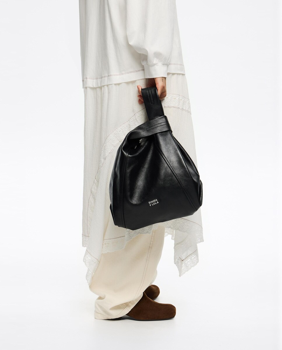 Mala de Ombro Média em Pele Preto-2