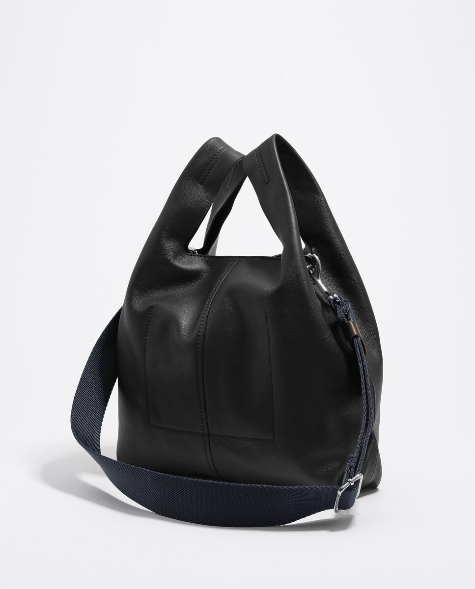 Mala de Ombro Média em Pele Preto-4