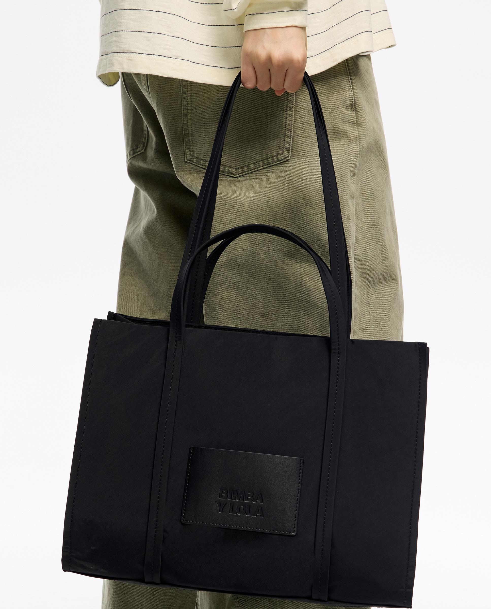 Mala de Ombro Shopper Nylon Preto-2