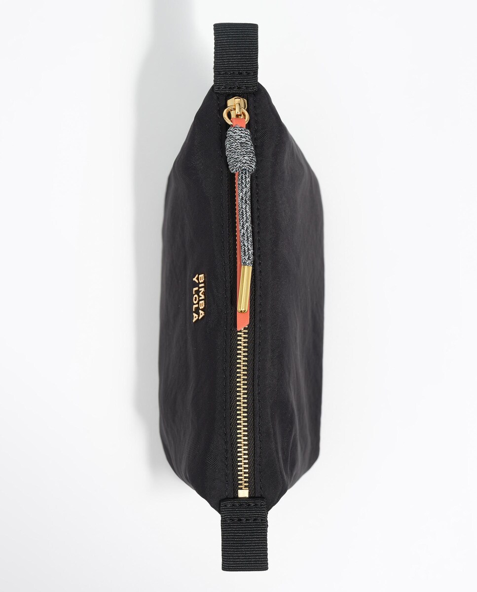 Necessaire Trapézio Pequeno de Nylon Preto-4