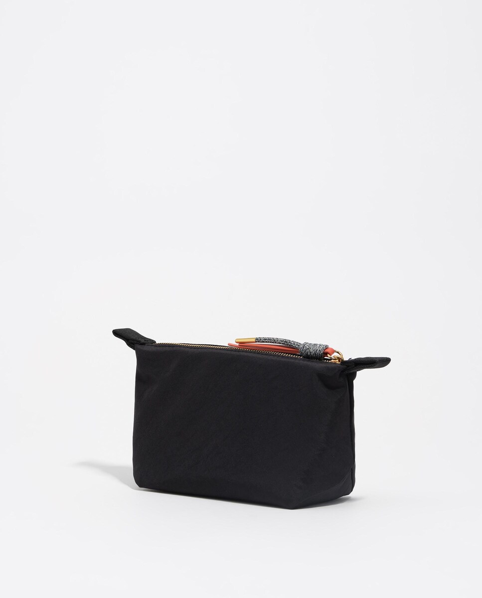 Necessaire Trapézio Pequeno de Nylon Preto-5