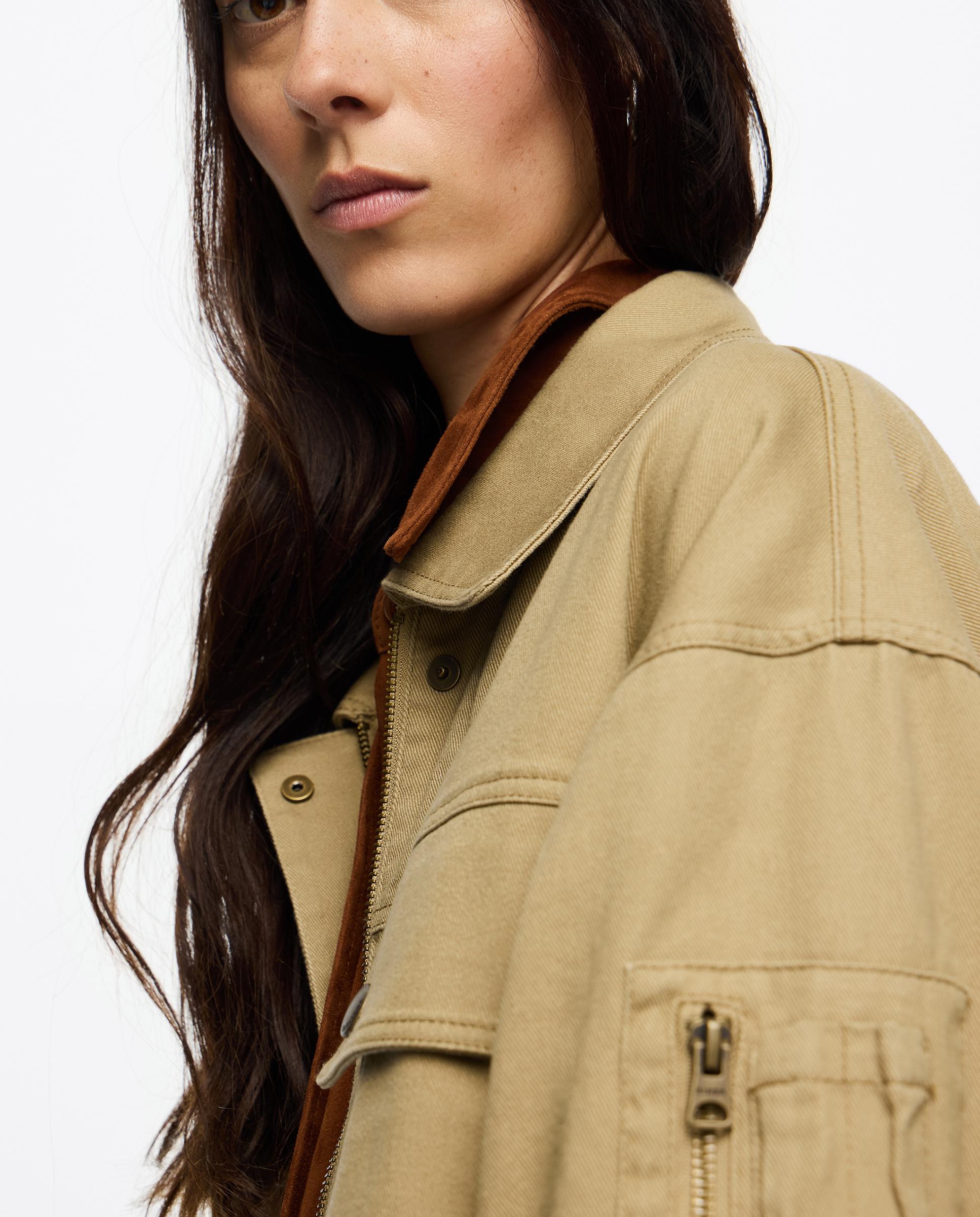 Casaco em Algodão e Cintura Ajustável Bege-4