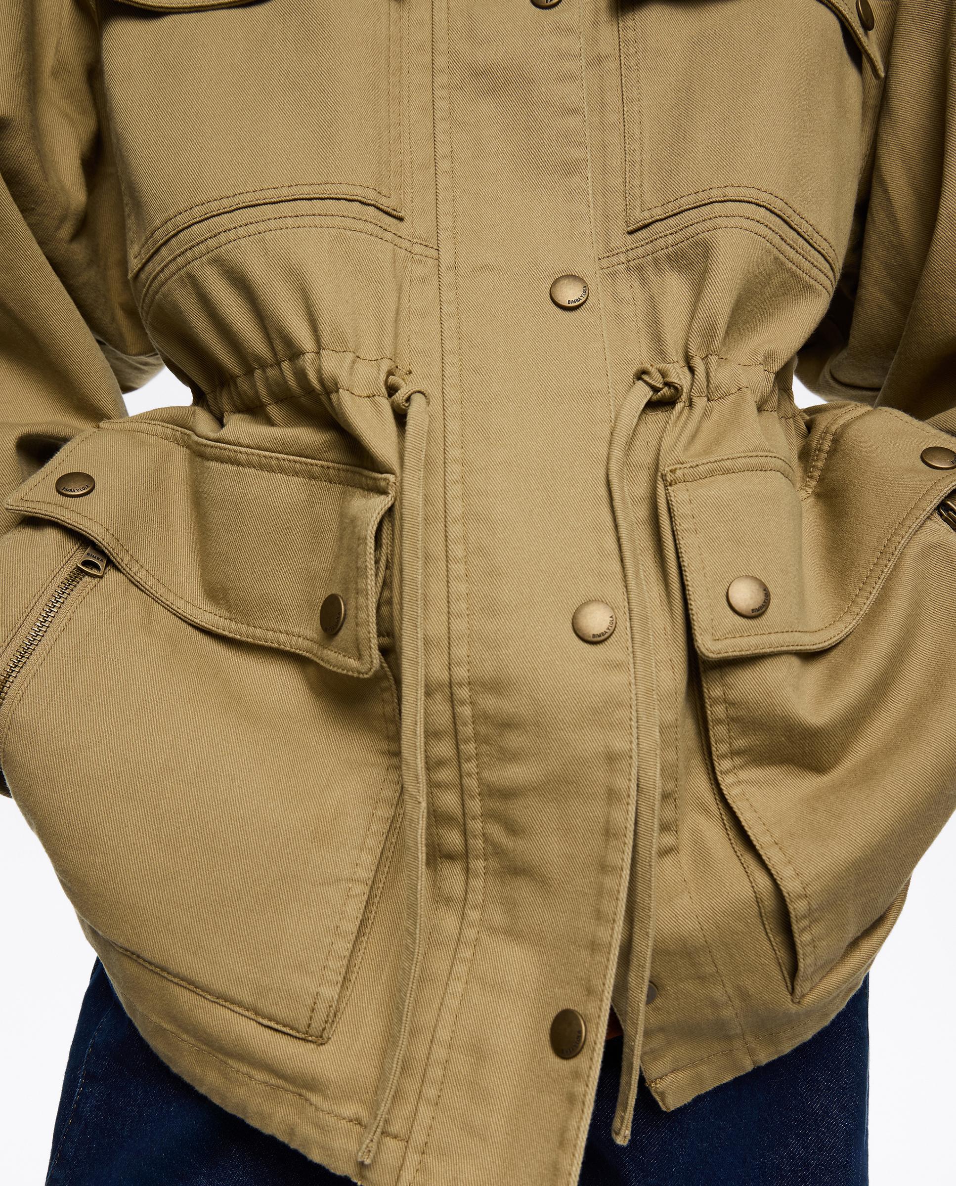 Casaco em Algodão e Cintura Ajustável Bege-6