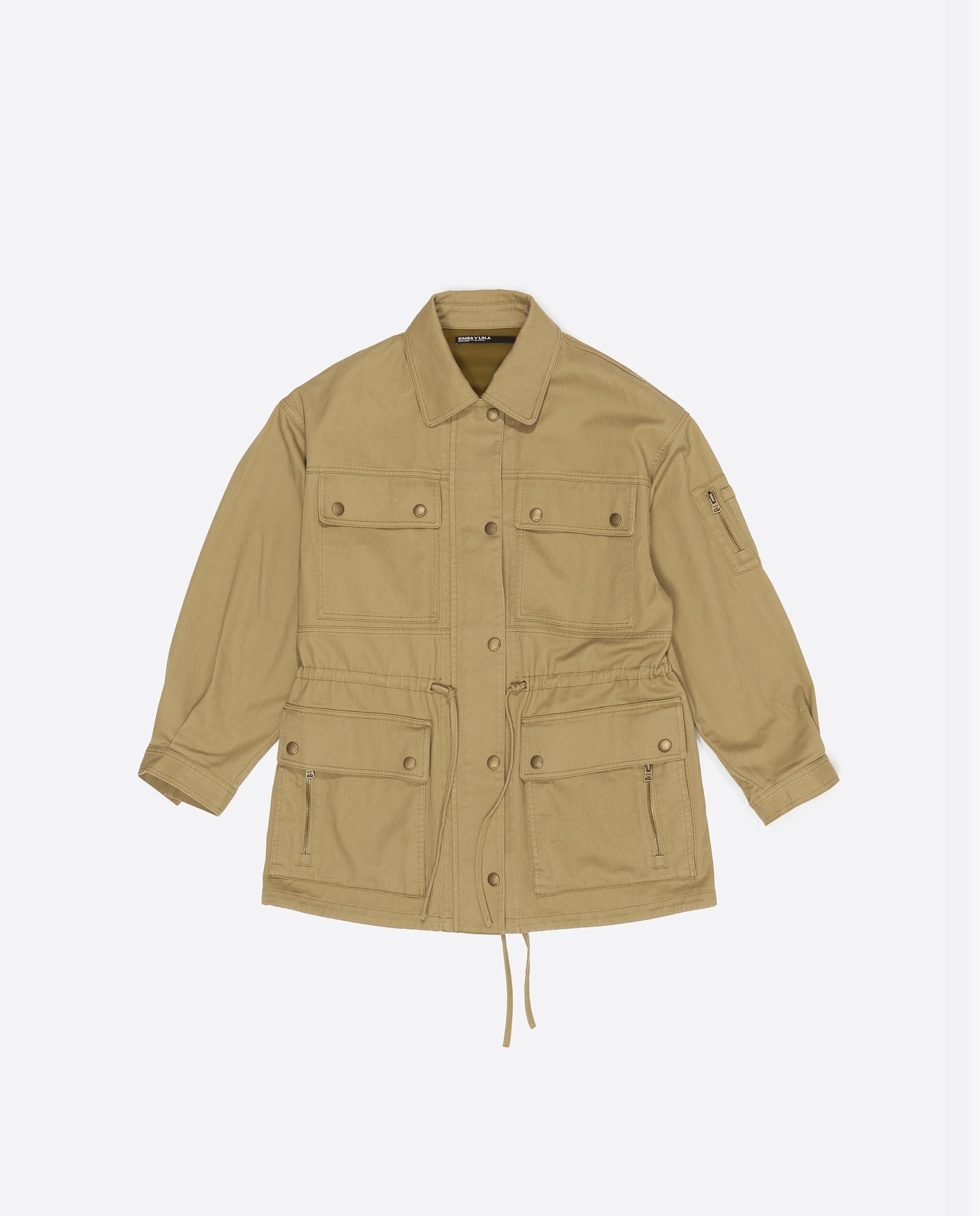 Casaco em Algodão e Cintura Ajustável Bege-7