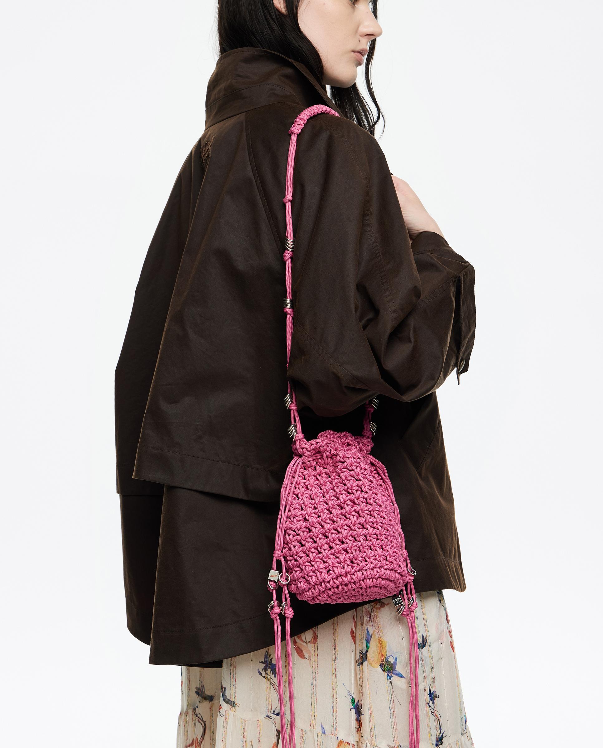 Mala a Tiracolo de Nylon em Bordeaux Rosa-2