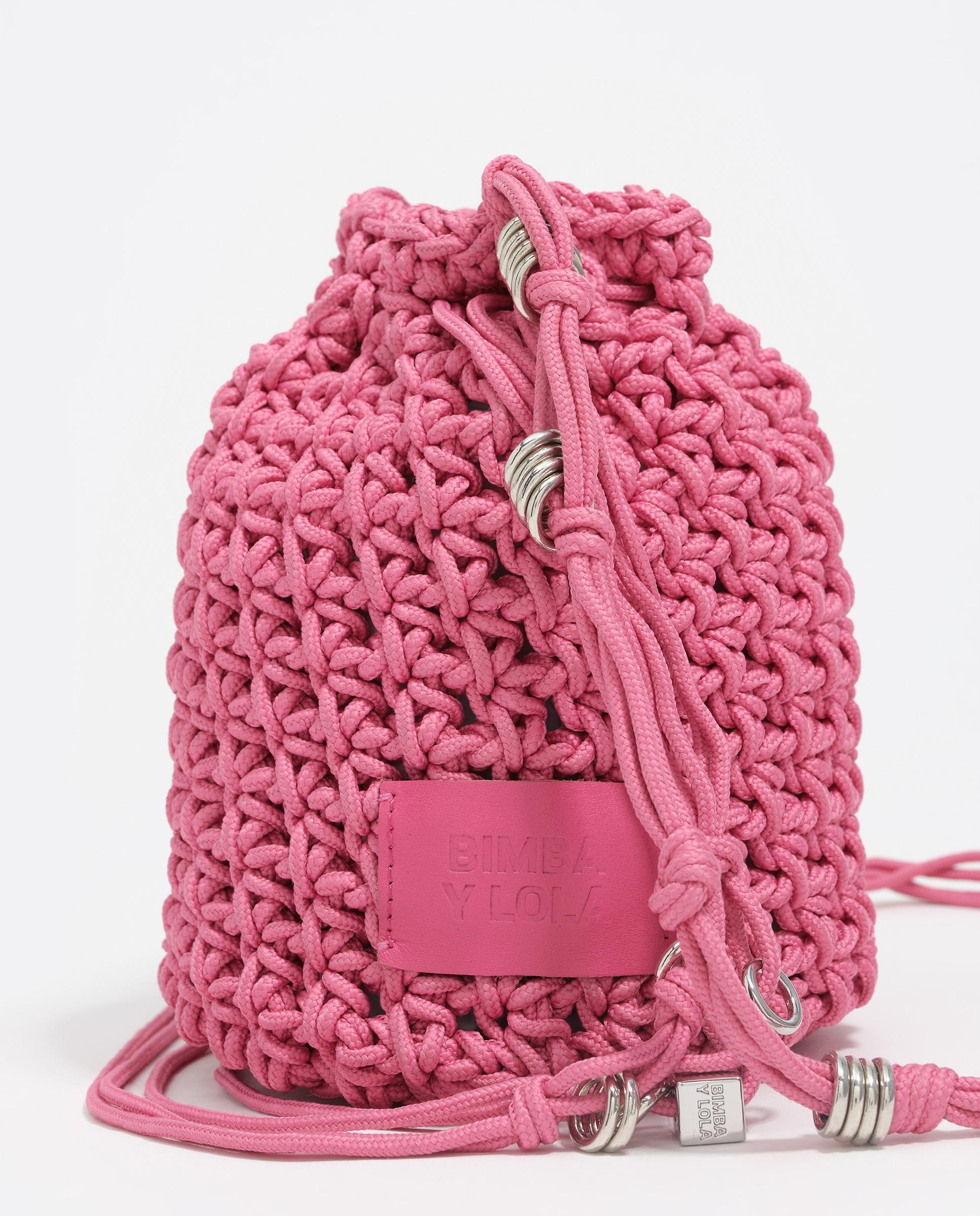Mala a Tiracolo de Nylon em Bordeaux Rosa-3