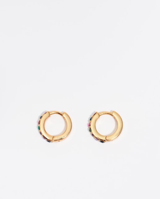 Imagem 0 de Brincos Mini Argola Cristais em Dourado