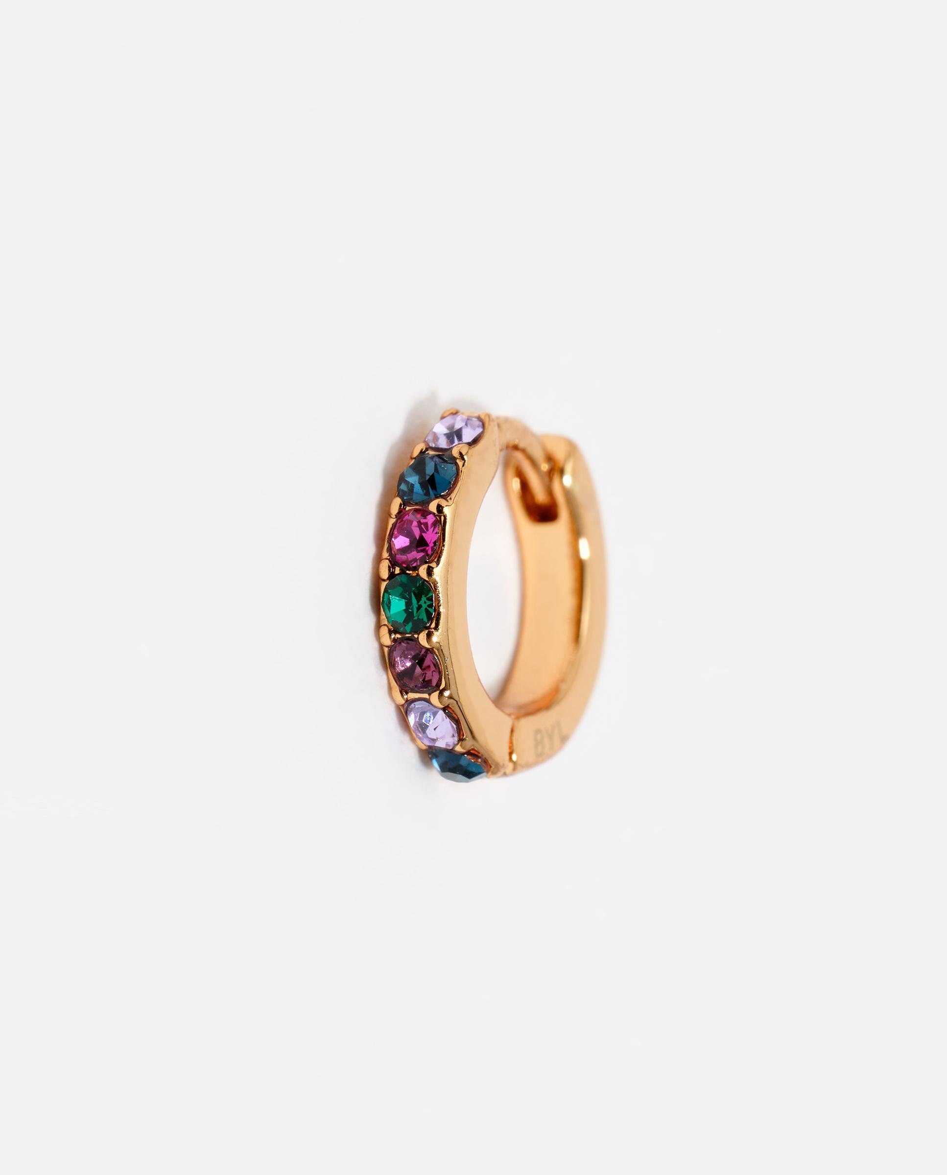 Brincos Mini Argola Cristais em Dourado Dourado-2