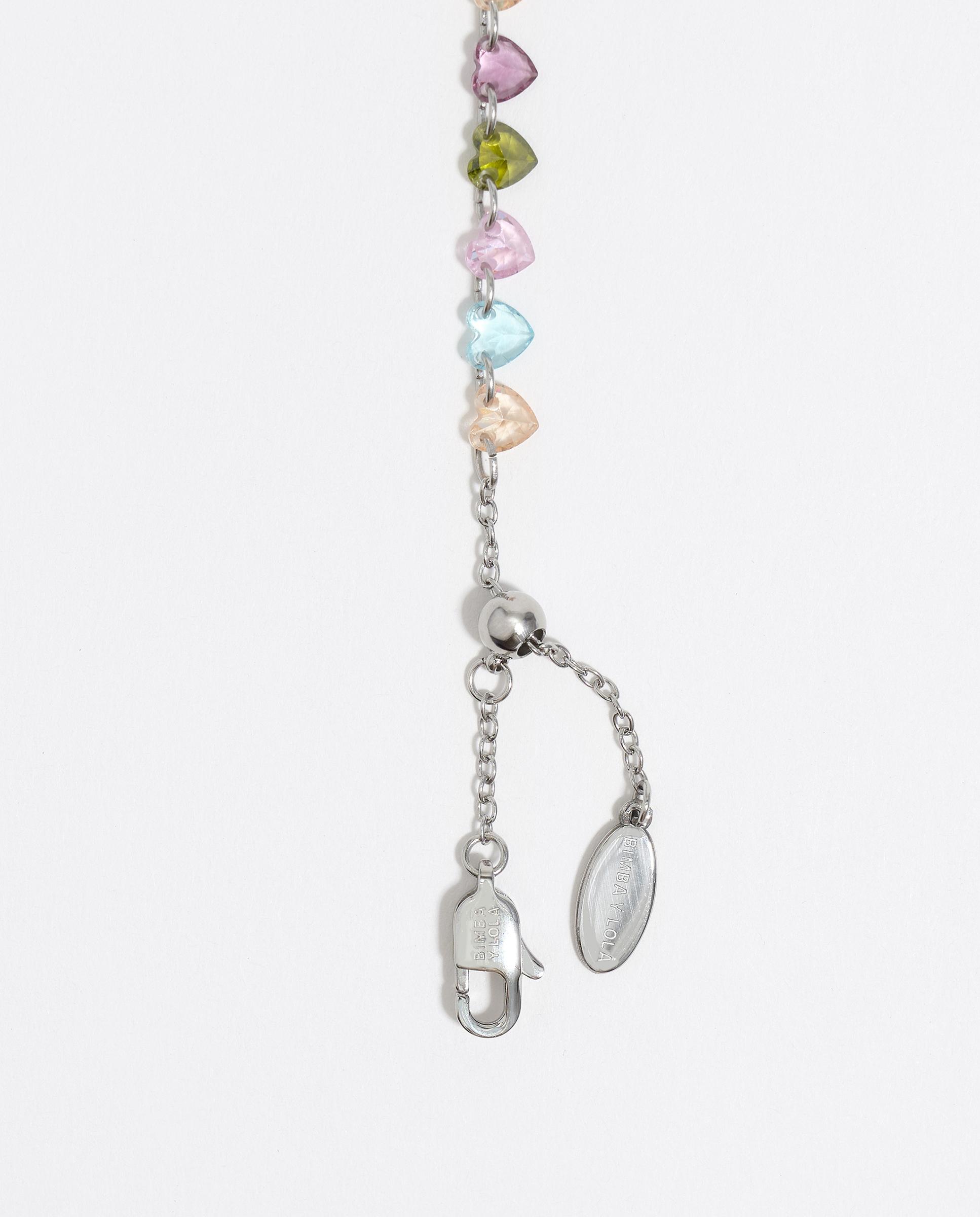 Pulseira de Corrente com Corações Cristais Lilás-3